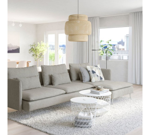 Sofa 4-osobowa, z szezlongiem/Viarp beż/brąz SÖDERHAMN 995.344.28