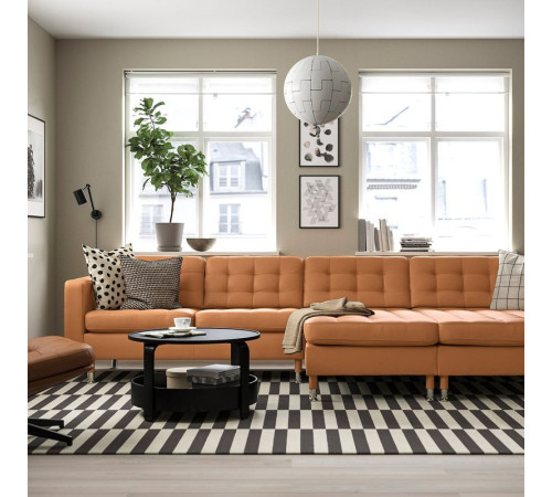 Sofa 4 osobowa z szezlongiem, Grann/Bomstad złoto-brązowy/metal LANDSKRONA 995.542.80
