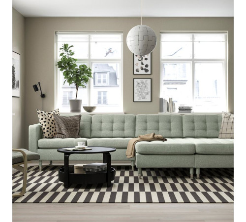 Sofa 4 osobowa z szezlongiem, Gunnared jasnozielony/metal LANDSKRONA 995.543.03