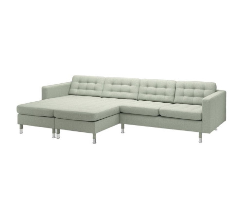 Sofa 4 osobowa z szezlongiem, Gunnared jasnozielony/metal LANDSKRONA 995.543.03