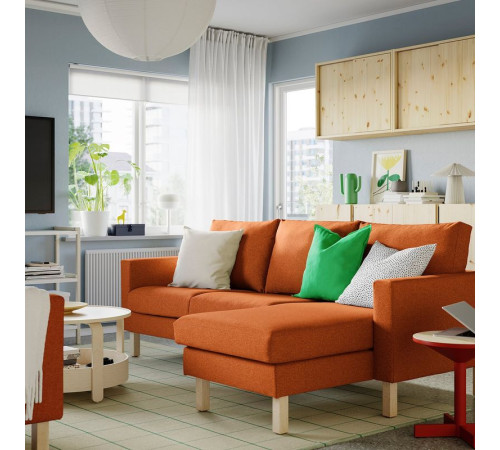Sofa 3-osobowa z szezlongiem, Tonerud czerwonobrązowy SALTSJÖBADEN 995.792.09