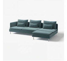 Sofa 4-osobowa z szezlongiem, i otwarty koniec/Alhamn ciemny szaroniebieski SÖDERHAMN 996.217.84