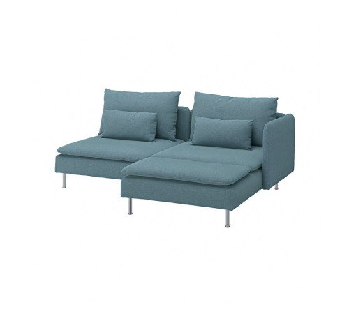 Sofa 2-osobowa, z szezlongiem z podłokietnikiem/Fridtuna ciemny szaroniebieski SÖDERHAMN 996.222.41
