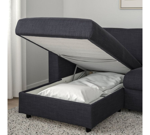 Sofa 3-osobowa, rozkładana, z szezlongiem/Hillared antracyt VIMLE 095.369.45