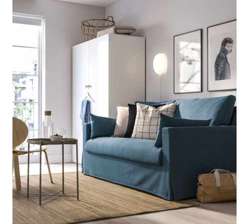 Двухместный диван-кровать, цвет Tallmyra blue, HILTARP 195.148.77