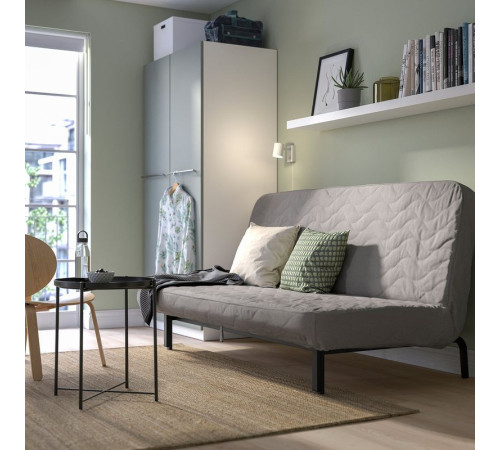 Sofa 3-osobowa, rozkładana, z materacem piankowym/Knisa szary/beż NYHAMN 393.063.68