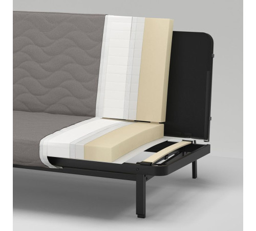 Sofa 3-osobowa, rozkładana, z materacem piankowym/Knisa szary/beż NYHAMN 393.063.68