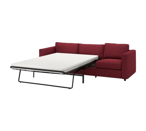 Sofa 3-osobowa, rozkładana, Lejde czerwony/brązowy VIMLE 395.375.52