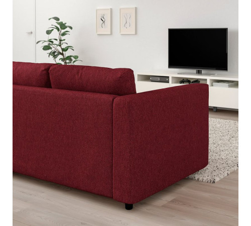 Sofa 3-osobowa, rozkładana, Lejde czerwony/brązowy VIMLE 395.375.52