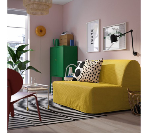Sofa 2-osobowa, rozkładana, Vansbro żółty LYCKSELE LÖVÅS 495.632.01
