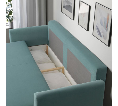 Sofa 3-osobowa, rozkładana, Hakebo jasnoturkusowy BRISSUND 505.808.60