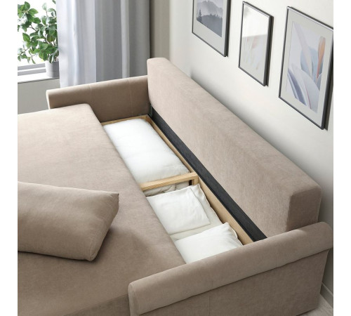 Sofa 3-osobowa, rozkładana, Silkeryd ciemny szarobeżowy DÅNHULT 506.299.51