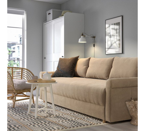 Sofa 3-osobowa, rozkładana, Silkeryd ciemny szarobeżowy DÅNHULT 506.299.51