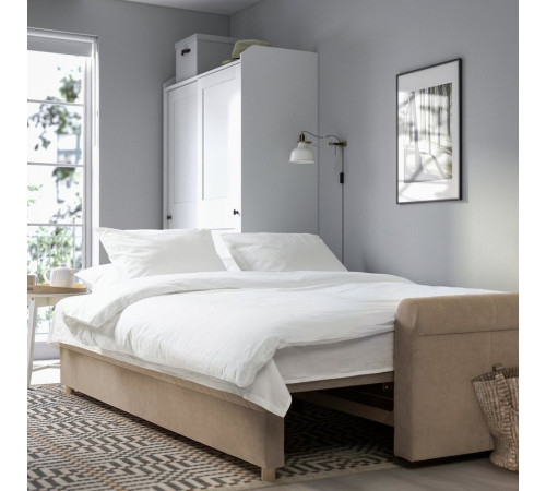 Sofa 3-osobowa, rozkładana, Silkeryd ciemny szarobeżowy DÅNHULT 506.299.51