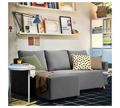 3-os sofa rozkładana z szezlongiem, Hakebo ciemnoszary BRISSUND 605.808.69