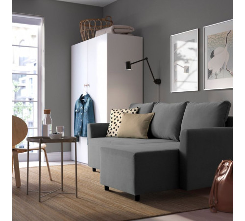 3-os sofa rozkładana z szezlongiem, Hakebo ciemnoszary BRISSUND 605.808.69
