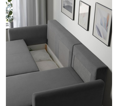 3-os sofa rozkładana z szezlongiem, Hakebo ciemnoszary BRISSUND 605.808.69