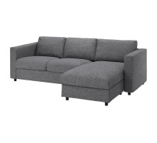 Sofa 3-osobowa, rozkładana, z szezlongiem/Lejde szary-czarny VIMLE 695.372.92