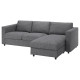 Sofa 3-osobowa, rozkładana, z szezlongiem/Lejde szary-czarny VIMLE 695.372.92