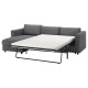 Sofa 3-osobowa, rozkładana, z szezlongiem/Lejde szary-czarny VIMLE 695.372.92