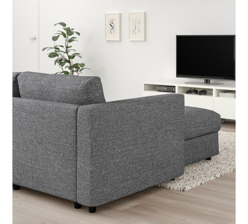 Sofa 3-osobowa, rozkładana, z szezlongiem/Lejde szary-czarny VIMLE 695.372.92