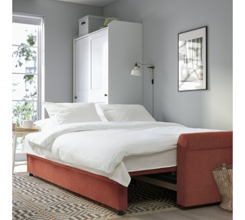 Sofa 3-osobowa, rozkładana, Silkeryd brązowoczerwony DÅNHULT 706.299.50