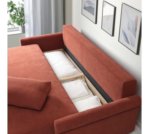 Sofa 3-osobowa, rozkładana, Silkeryd brązowoczerwony DÅNHULT 706.299.50