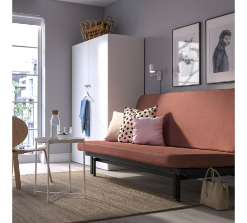 Sofa 3-osobowa, rozkładana, z materacem piankowym/Skartofta czerwony/brązowy NYHAMN 794.999.92