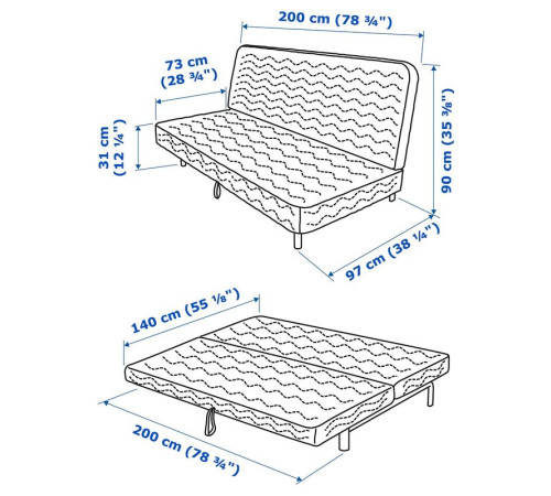 Sofa 3-osobowa, rozkładana, z materacem piankowym/Skartofta czerwony/brązowy NYHAMN 794.999.92