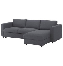 3-os sofa rozkładana z szezlongiem, Gunnared średnioszary VIMLE 795.452.82