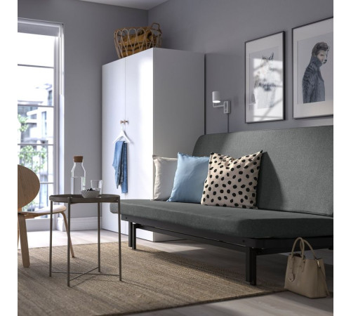 Sofa 3-osobowa, rozkładana, materac ze sprężynami kieszeniowymi/Skartofta czarny/jasny szary NYHAMN 894.946.11