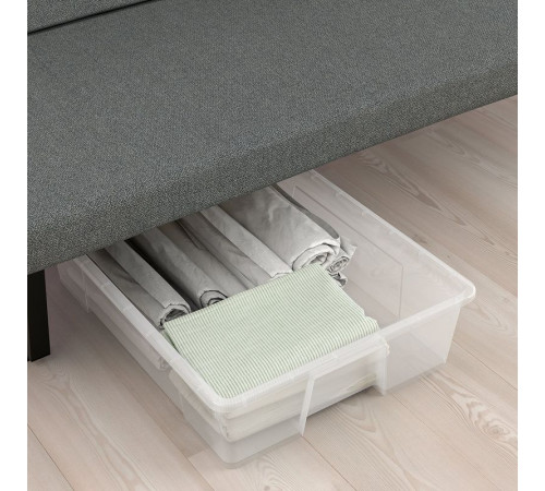 Sofa 3-osobowa, rozkładana, materac ze sprężynami kieszeniowymi/Skartofta czarny/jasny szary NYHAMN 894.946.11