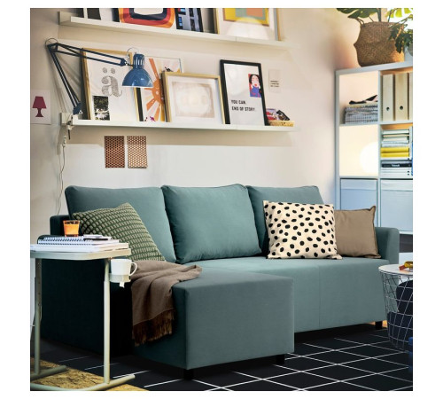 3-os sofa rozkładana z szezlongiem, Hakebo jasnoturkusowy BRISSUND 905.809.57