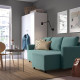 3-os sofa rozkładana z szezlongiem, Hakebo jasnoturkusowy BRISSUND 905.809.57