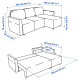 3-os sofa rozkładana z szezlongiem, Hakebo jasnoturkusowy BRISSUND 905.809.57