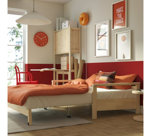 Sofa 2-osobowa, rozkładana, Naggen beżowy/sosna TORNSBORG 905.846.58