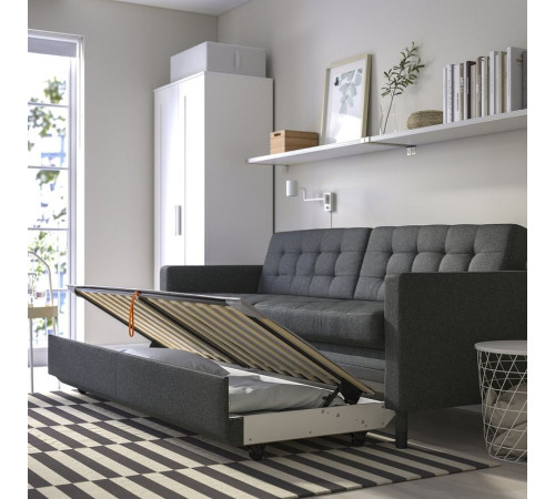 Sofa 3-osobowa, rozkładana, Gunnared ciemnoszary/czarny LANDSKRONA 995.783.23