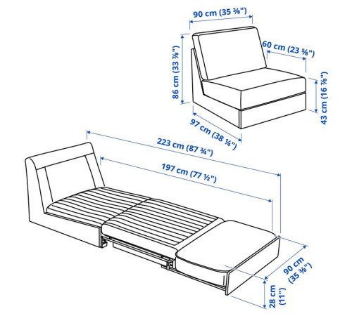 1o sofa rozkładana, Tallmyra biały/czarny KIVIK 795.309.97