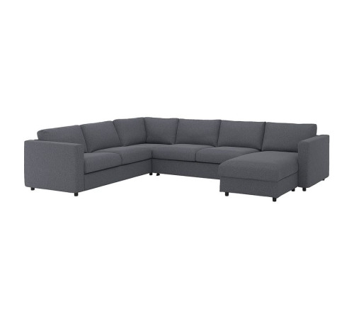 Narożna sofa rozkł. 5o z szezl, Gunnared średnioszary VIMLE 095.452.66