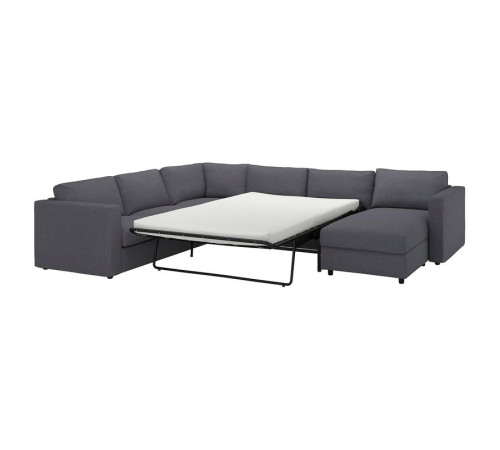 Narożna sofa rozkł. 5o z szezl, Gunnared średnioszary VIMLE 095.452.66
