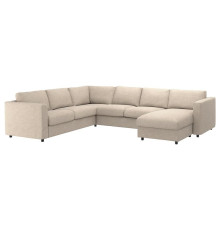 Narożna sofa rozkł, 5-os, z szezlongiem/Hillared beżowy VIMLE 195.369.83