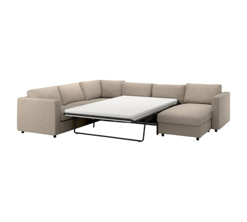 Narożna sofa rozkł, 5-os, z szezlongiem/Hillared beżowy VIMLE 195.369.83