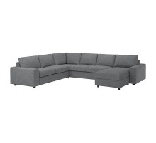 Narożna sofa rozkł. 5o z szezl, z szerokimi podłokietnikami/Lejde szary-czarny VIMLE 195.372.80