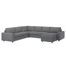 Narożna sofa rozkł. 5o z szezl, z szerokimi podłokietnikami/Lejde szary-czarny VIMLE 195.372.80