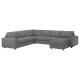 Narożna sofa rozkł. 5o z szezl, z szerokimi podłokietnikami/Lejde szary-czarny VIMLE 195.372.80