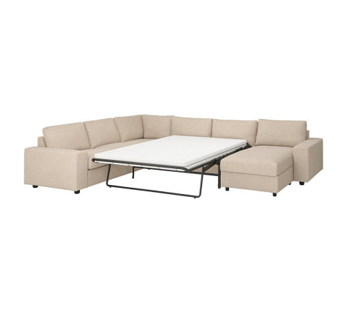 Narożna sofa rozkł. 5o z szezl, z szerokimi podłokietnikami/Hillared beżowy VIMLE 295.369.73