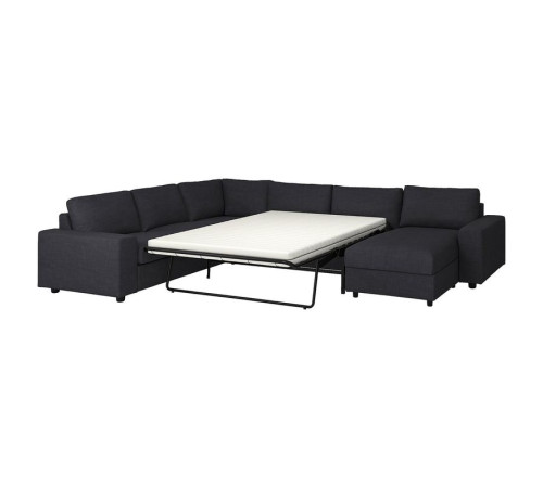 Narożna sofa rozkł. 5o z szezl, z szerokimi podłokietnikami/Hillared antracyt VIMLE 295.442.18