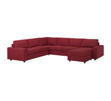 Narożna sofa rozkł. 5o z szezl, z szerokimi podłokietnikami/Lejde czerwony/brązowy VIMLE 395.375.47