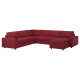 Narożna sofa rozkł. 5o z szezl, z szerokimi podłokietnikami/Lejde czerwony/brązowy VIMLE 395.375.47