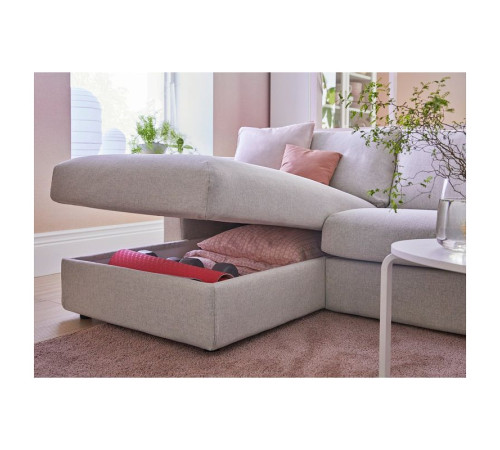 Narożna sofa rozkł. 5o z szezl, z szerokimi podłokietnikami/Gunnared beżowy VIMLE 395.452.03